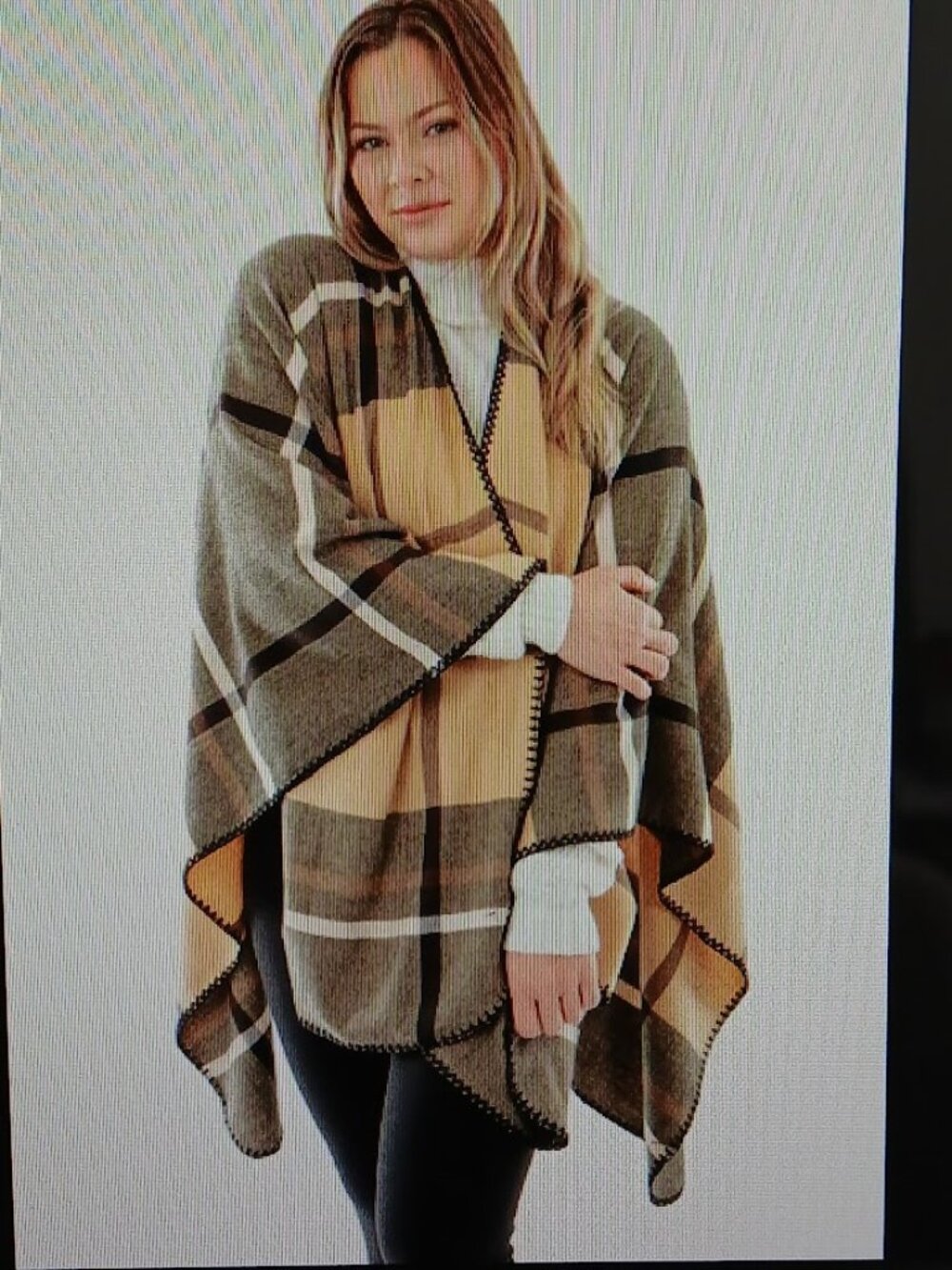 Just Cozy Poncho Scarf - one size - NWT - brown & camel colors